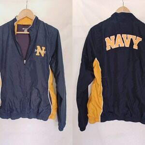 Champion U.S. Navy Jacket Full Zip Windbreaker Blue Yellow Large L 90s